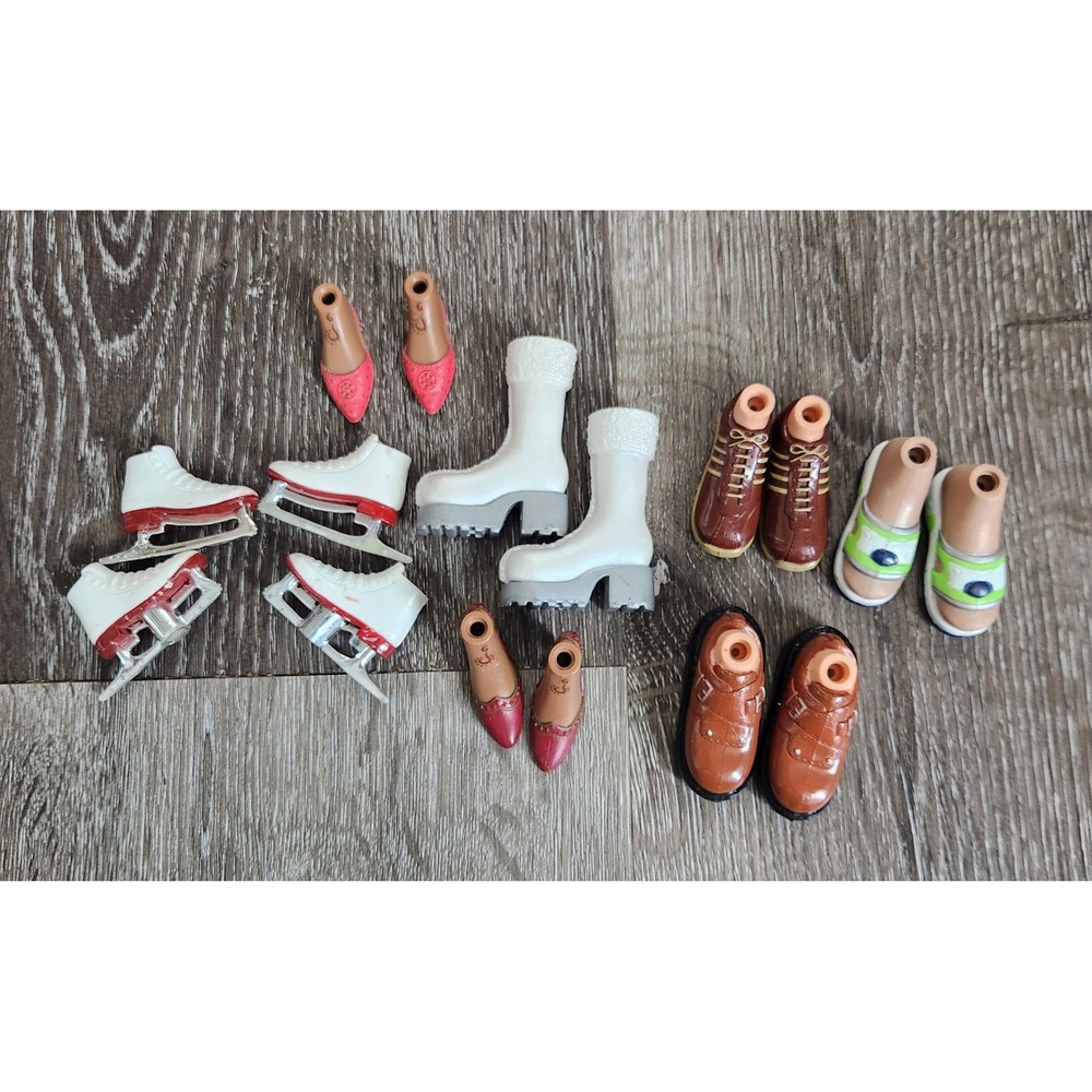 Bratz Doll Shoes Feet Lot Platform Boots Ice Skates Heels Sneakers Mixed 9 Pairs